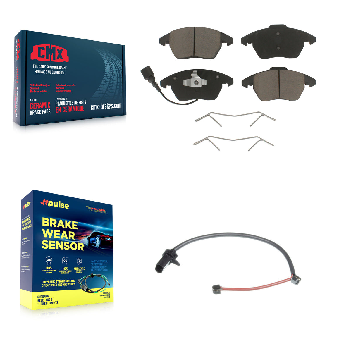 Front Ceramic Disc Brake Pads And Extra Wear Sensors Kit For 2011 Audi R8 KCW-100584