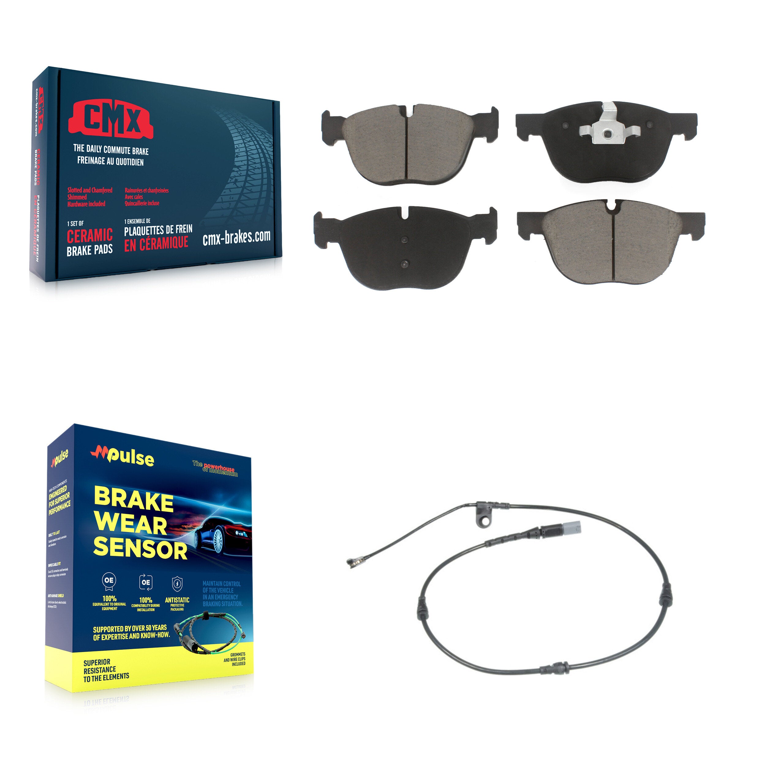 Front Ceramic Disc Brake Pads And Wear Sensors Kit For BMW X5 X6 KCW-100586