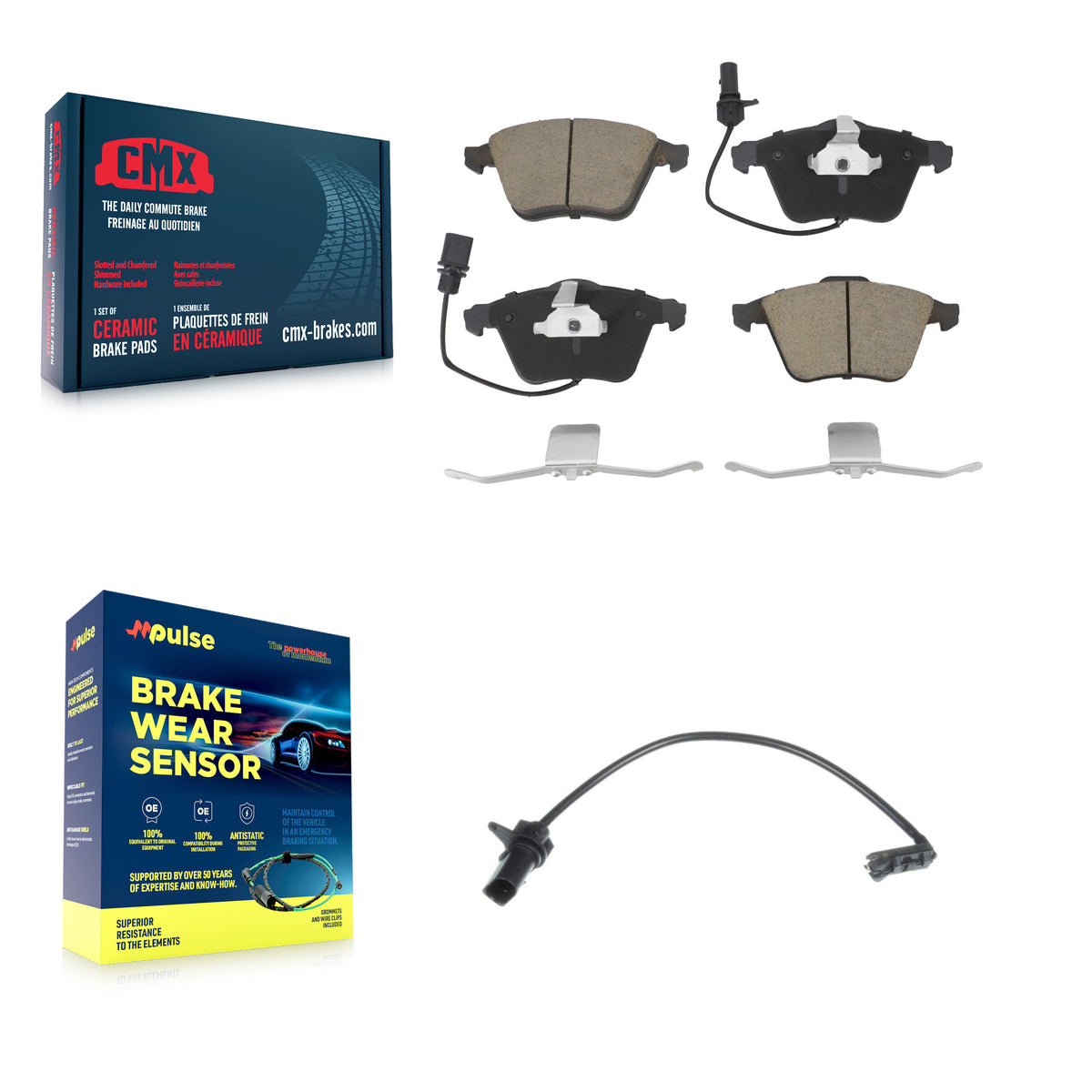 Front Ceramic Disc Brake Pads And Extra Wear Sensors Kit For 2011 Audi A6 KCW-100590