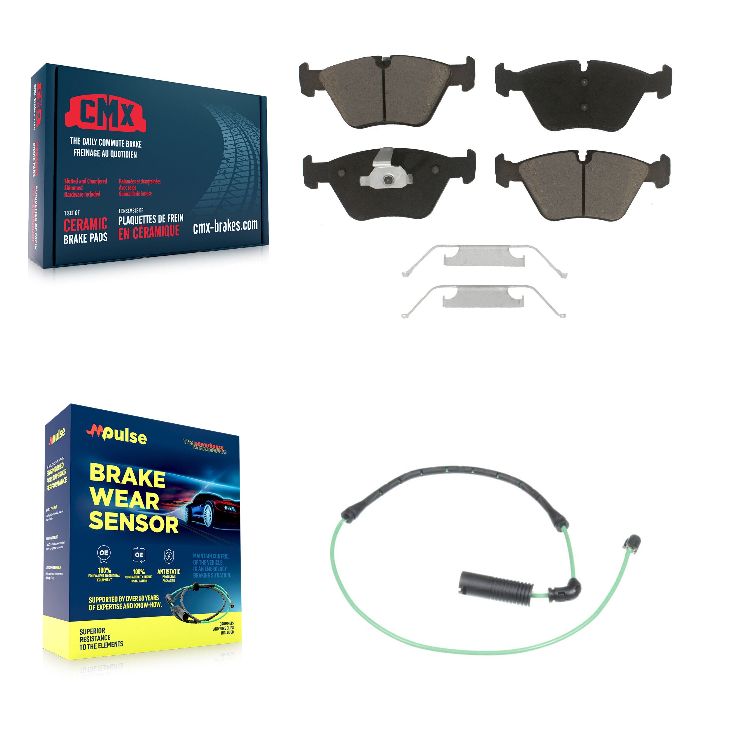 Front Ceramic Disc Brake Pads And Wear Sensors Kit For BMW 330Ci 330i 330xi M3 KCW-100592