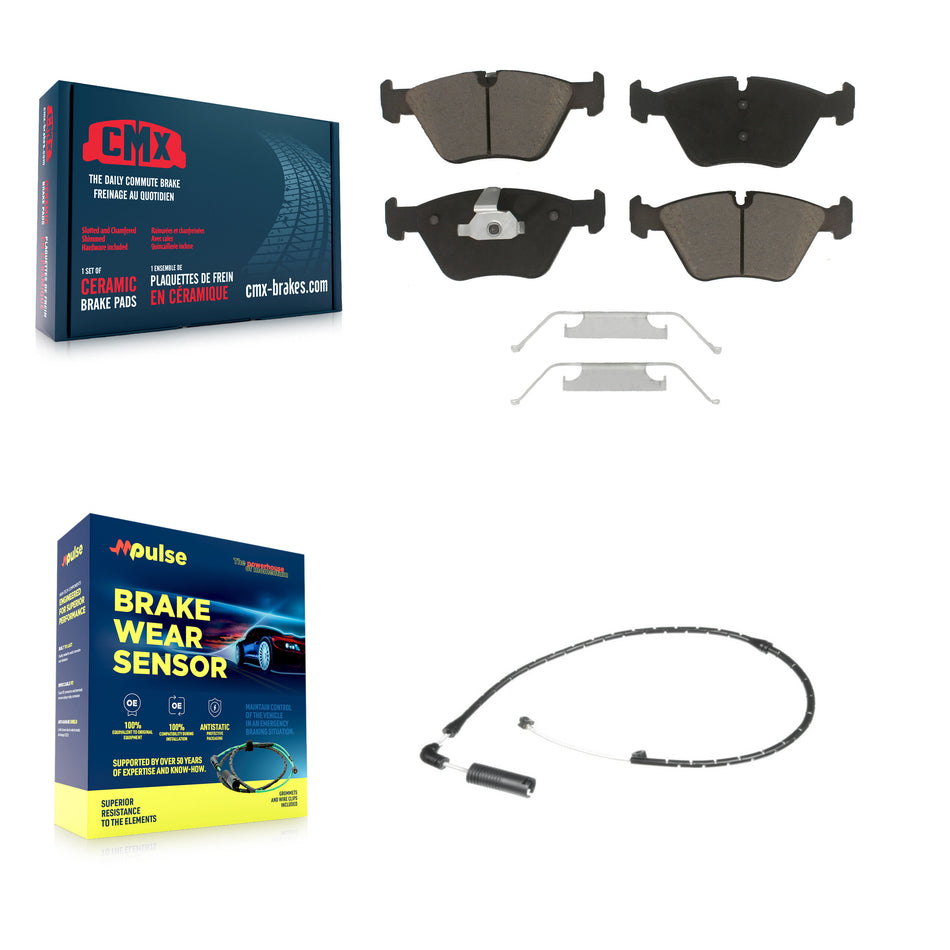 Front Ceramic Disc Brake Pads And Wear Sensors Kit For 2004-2010 BMW X3 KCW-100593