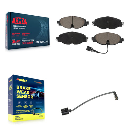 Front Ceramic Brake Pad And Extra Wear Sensor Kit For 2016 Audi TT Quattro Base with 2.0L KCW-100600