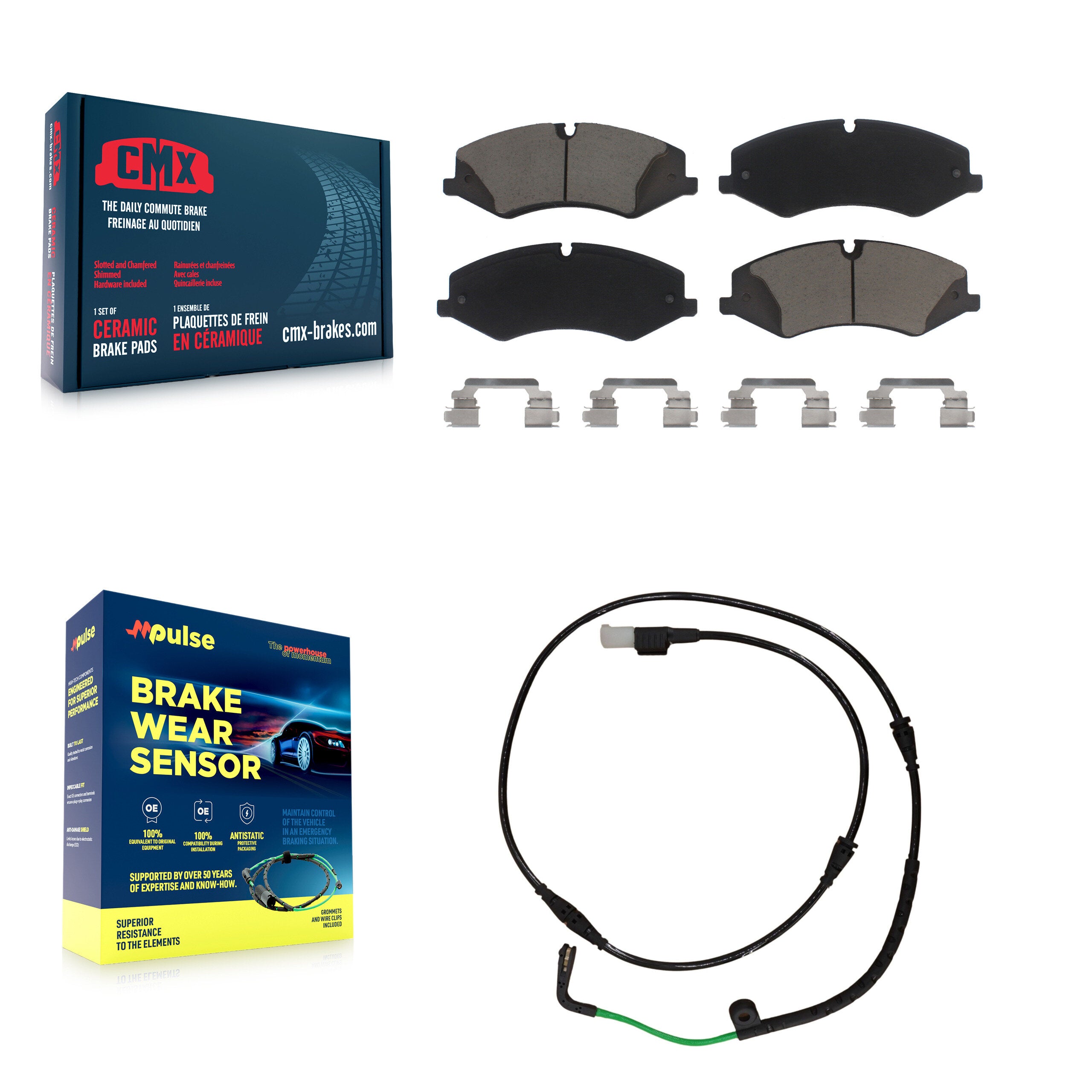 Front Ceramic Disc Brake Pads And Wear Sensors Kit For Land Rover LR4 KCW-100605