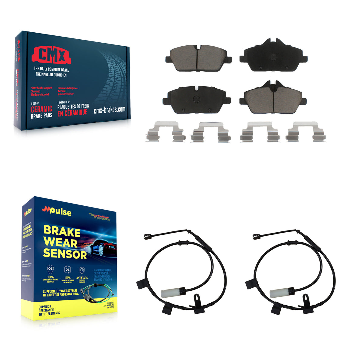 Front Ceramic Disc Brake Pads And Wear Sensor Pairs Kit For Mini Cooper KCW-100614