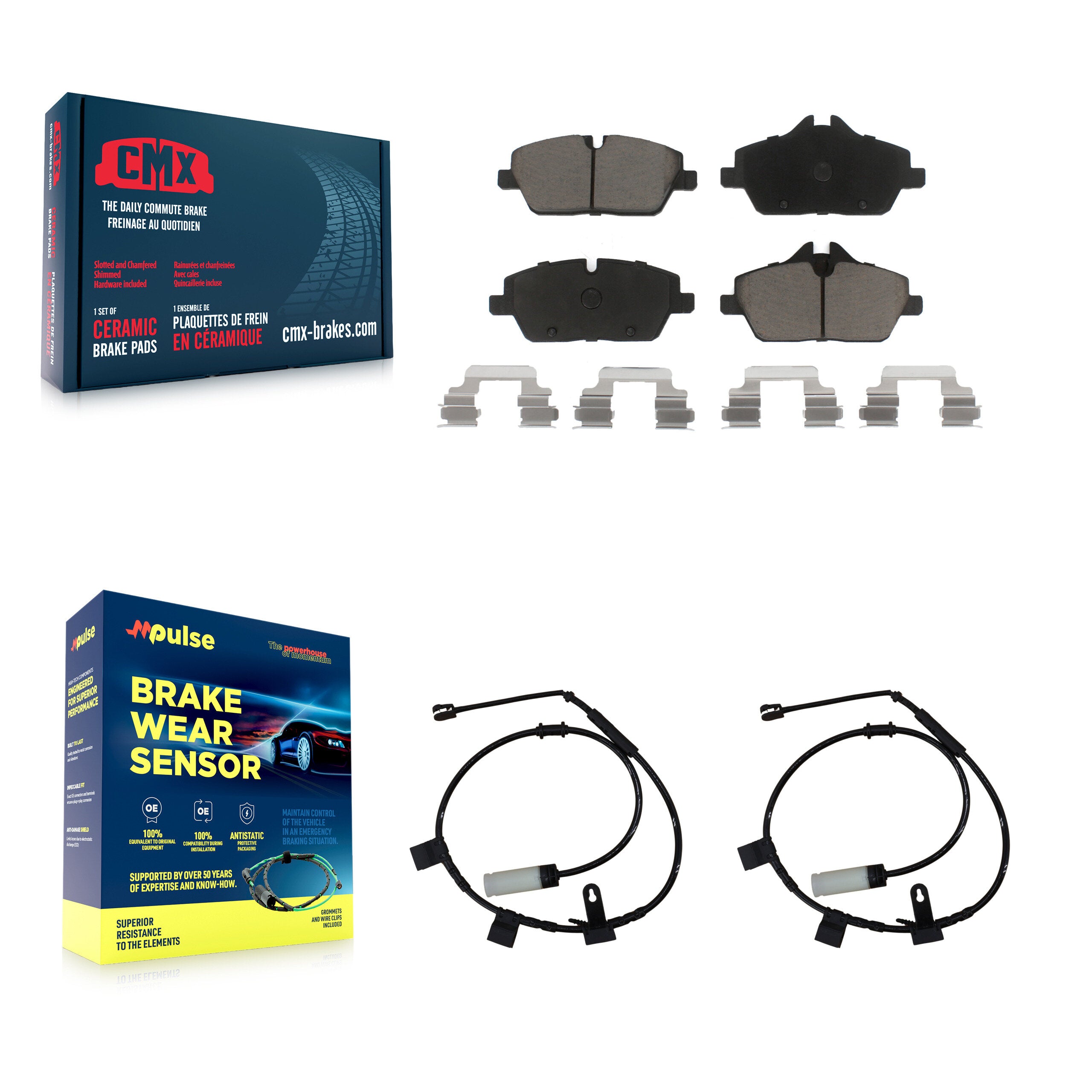 Front Ceramic Disc Brake Pads And Wear Sensor Pairs Kit For Mini Cooper KCW-100614