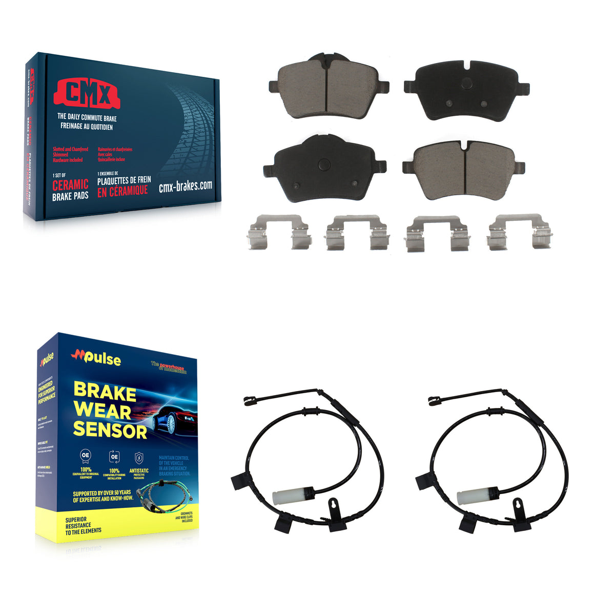 Front Ceramic Disc Brake Pads And Wear Sensor Pairs Kit For Mini Cooper KCW-100615