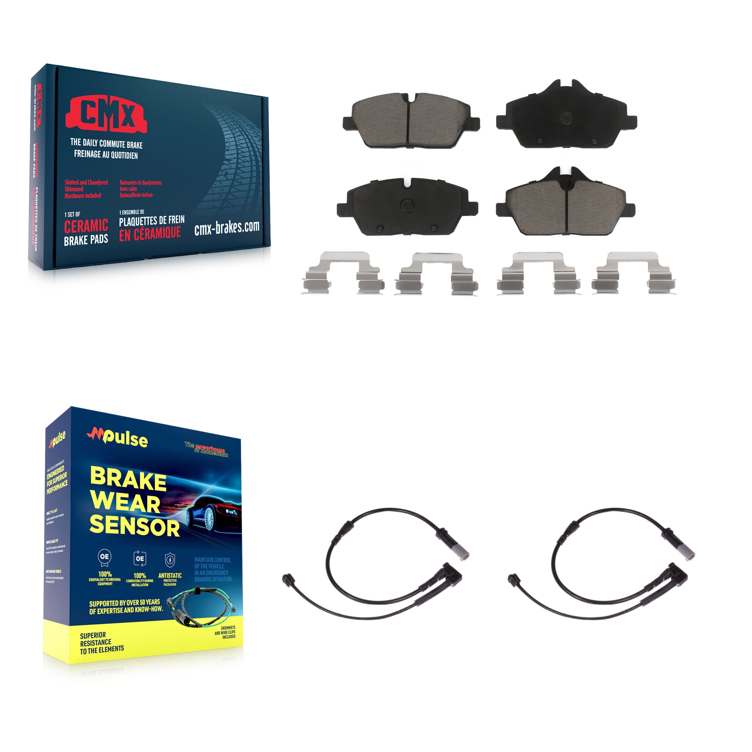 Front Ceramic Disc Brake Pads And Wear Sensor Pairs Kit For Mini Cooper KCW-100618