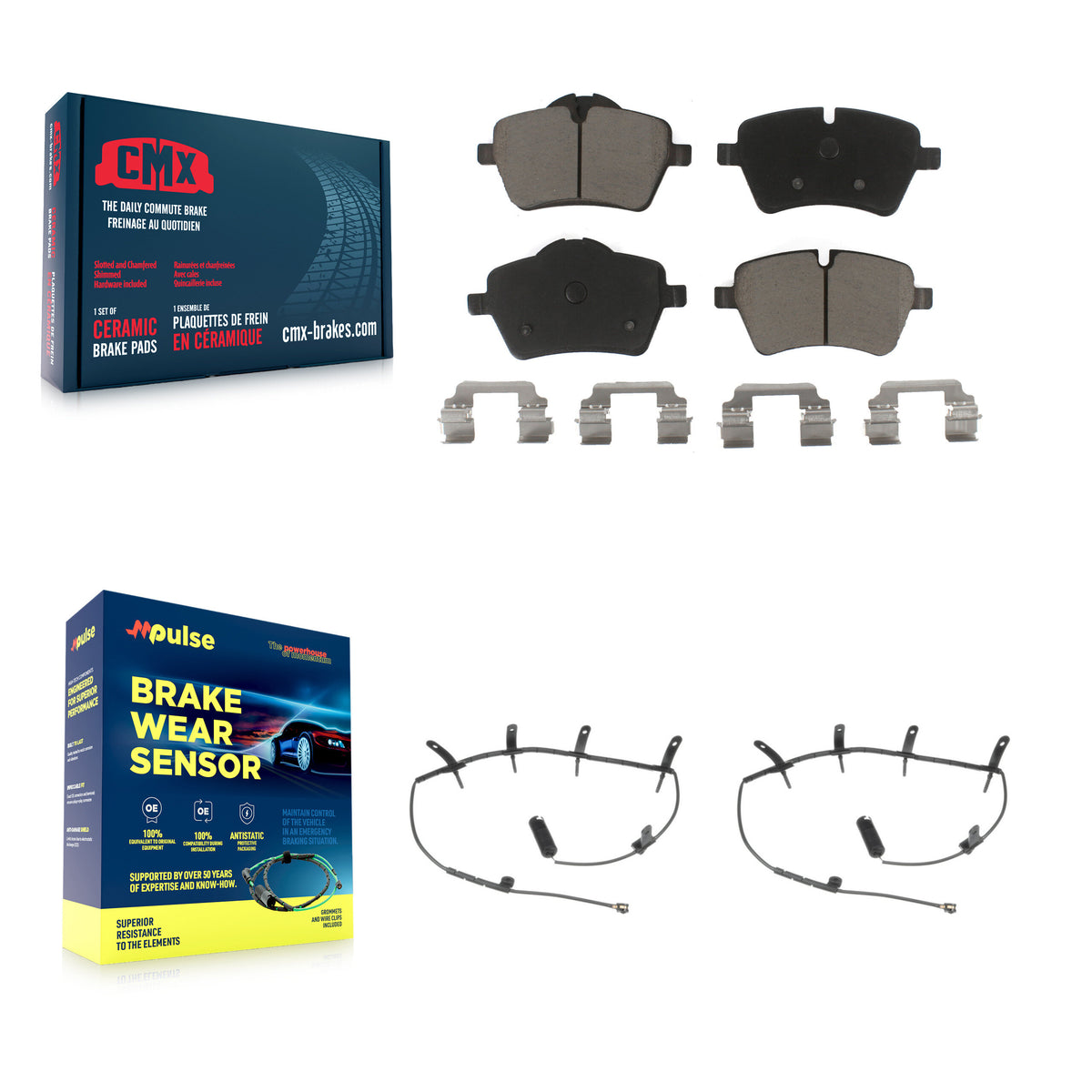 Front Ceramic Disc Brake Pads And Wear Sensor Pairs Kit For Mini Cooper KCW-100624