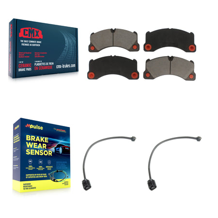 Front Ceramic Disc Brake Pads Wear Sensor Pair Kit For Porsche Cayenne Volkswagen Touareg KCW-100627