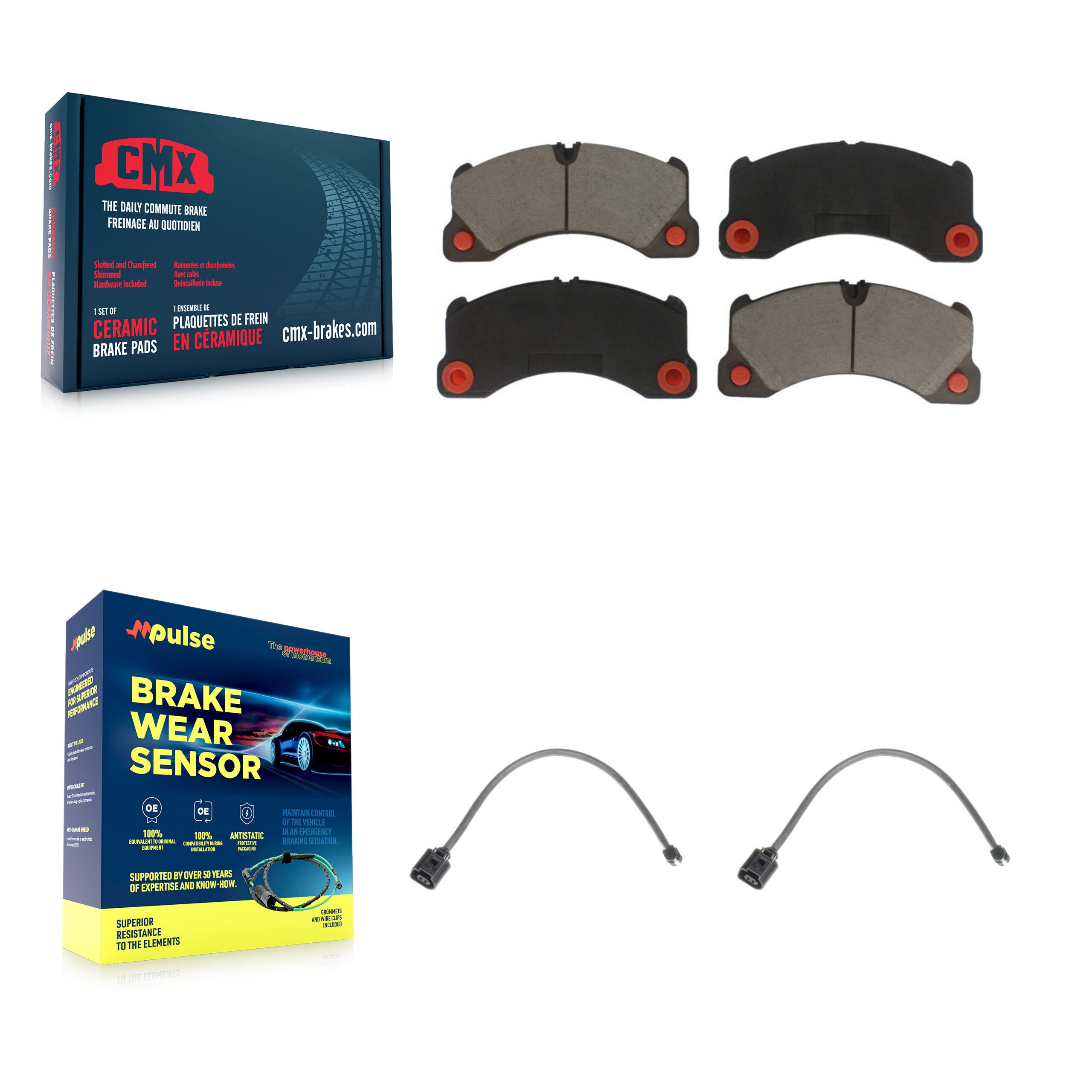 Front Ceramic Disc Brake Pads And Wear Sensor Pairs Kit For Volkswagen Touareg KCW-100629