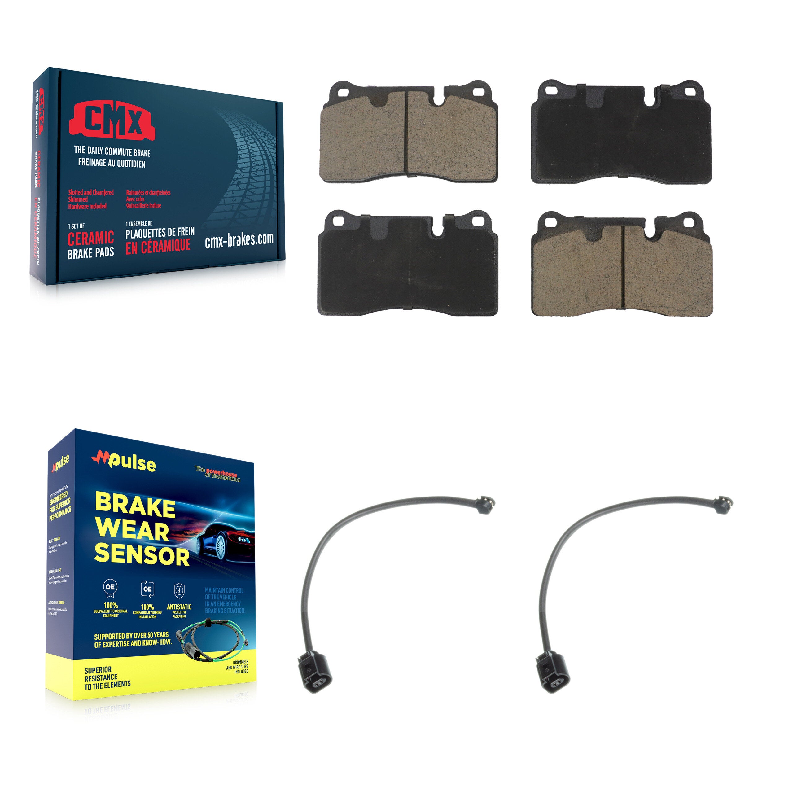 Front Ceramic Disc Brake Pads And Wear Sensor Pairs Kit For Volkswagen Touareg KCW-100630