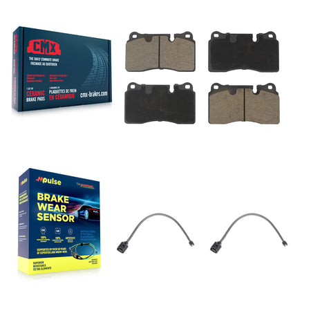 Front Ceramic Disc Brake Pads And Wear Sensor Pairs Kit For Volkswagen Touareg KCW-100631