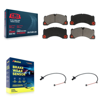 Front Ceramic Disc Brake Pads & Wear Sensor Pair Kit For Porsche Macan with Rotor KCW-100632