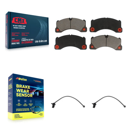 Front Ceramic Disc Brake Pads Wear Sensor Pair Kit For Porsche Macan except Rotor KCW-100634