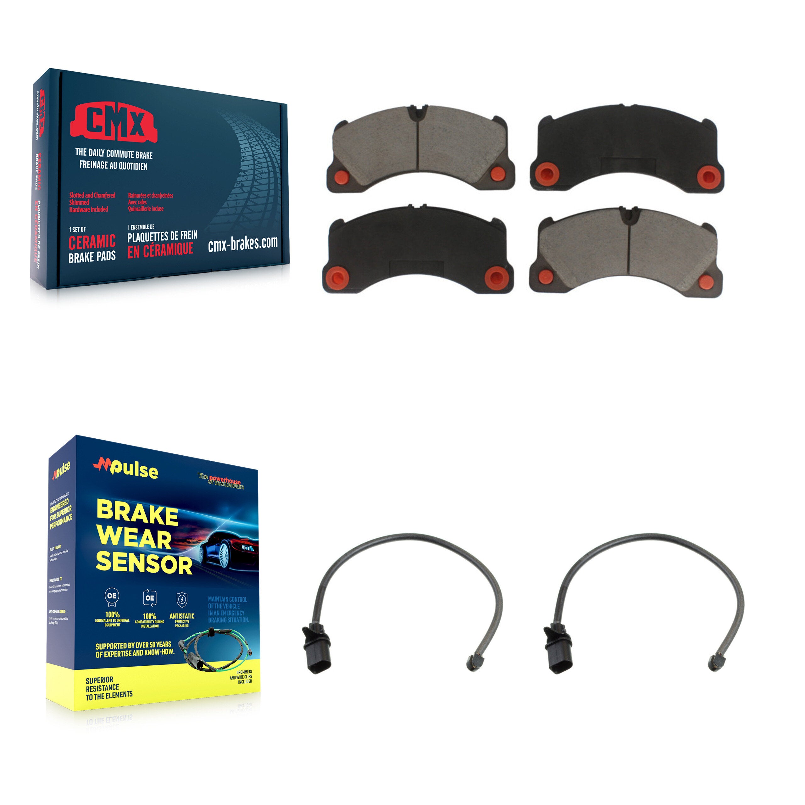 Front Ceramic Disc Brake Pads And Wear Sensor Pairs Kit For Porsche Macan KCW-100636
