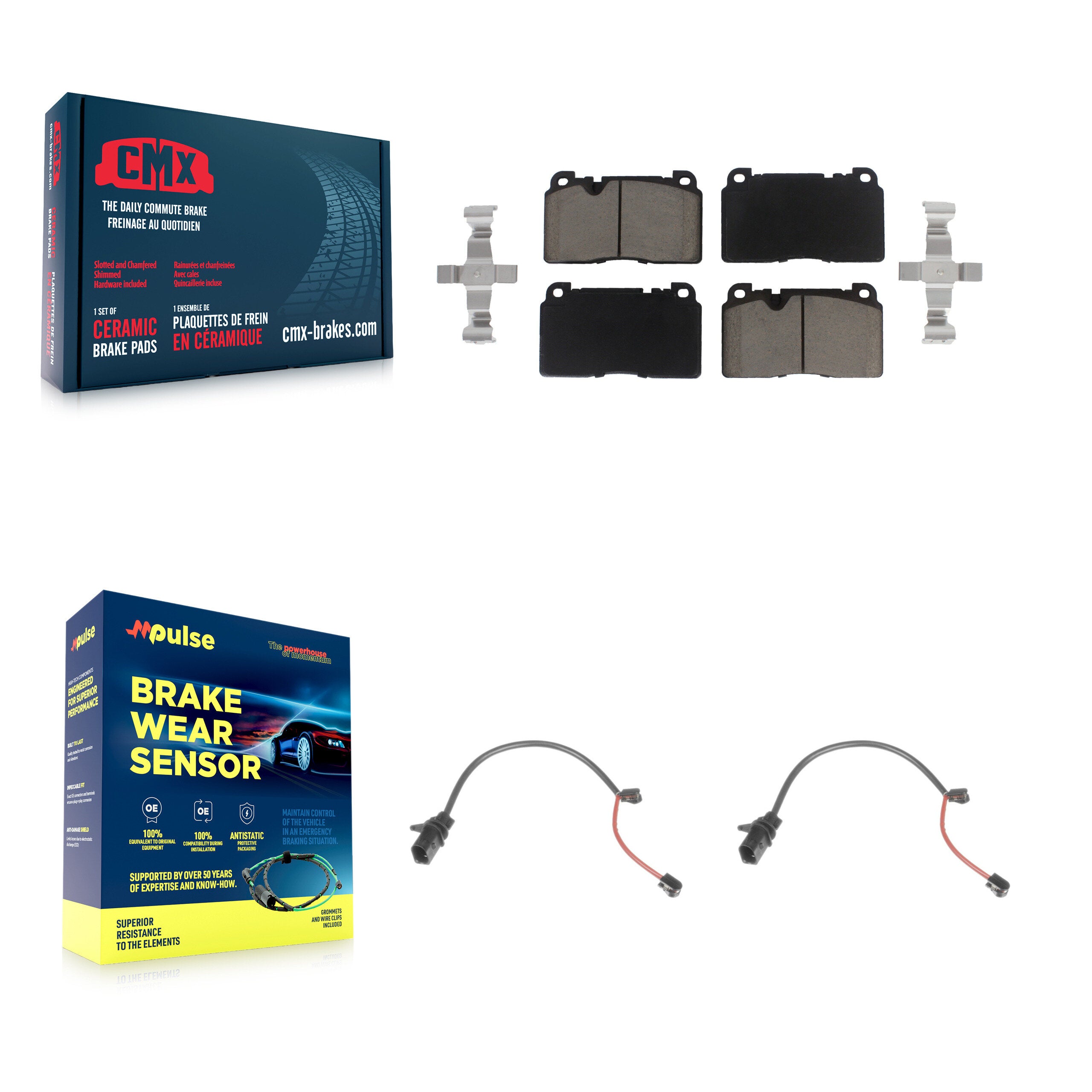 Front Ceramic Disc Brake Pads And Wear Sensor Pairs Kit For Audi Q5 KCW-100638
