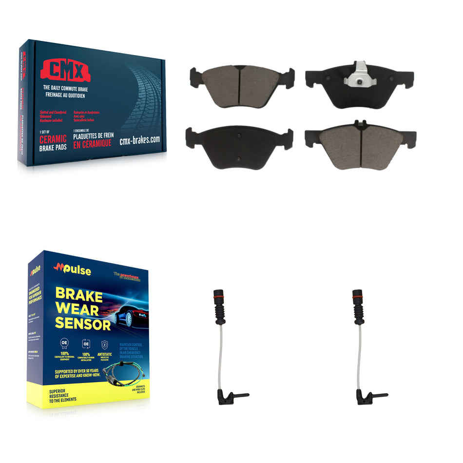 Front Ceramic Brake Pads Wear Sensor Pair Kit For Mercedes-Benz E320 CLK320 CLK430 SLK320 KCW-100642