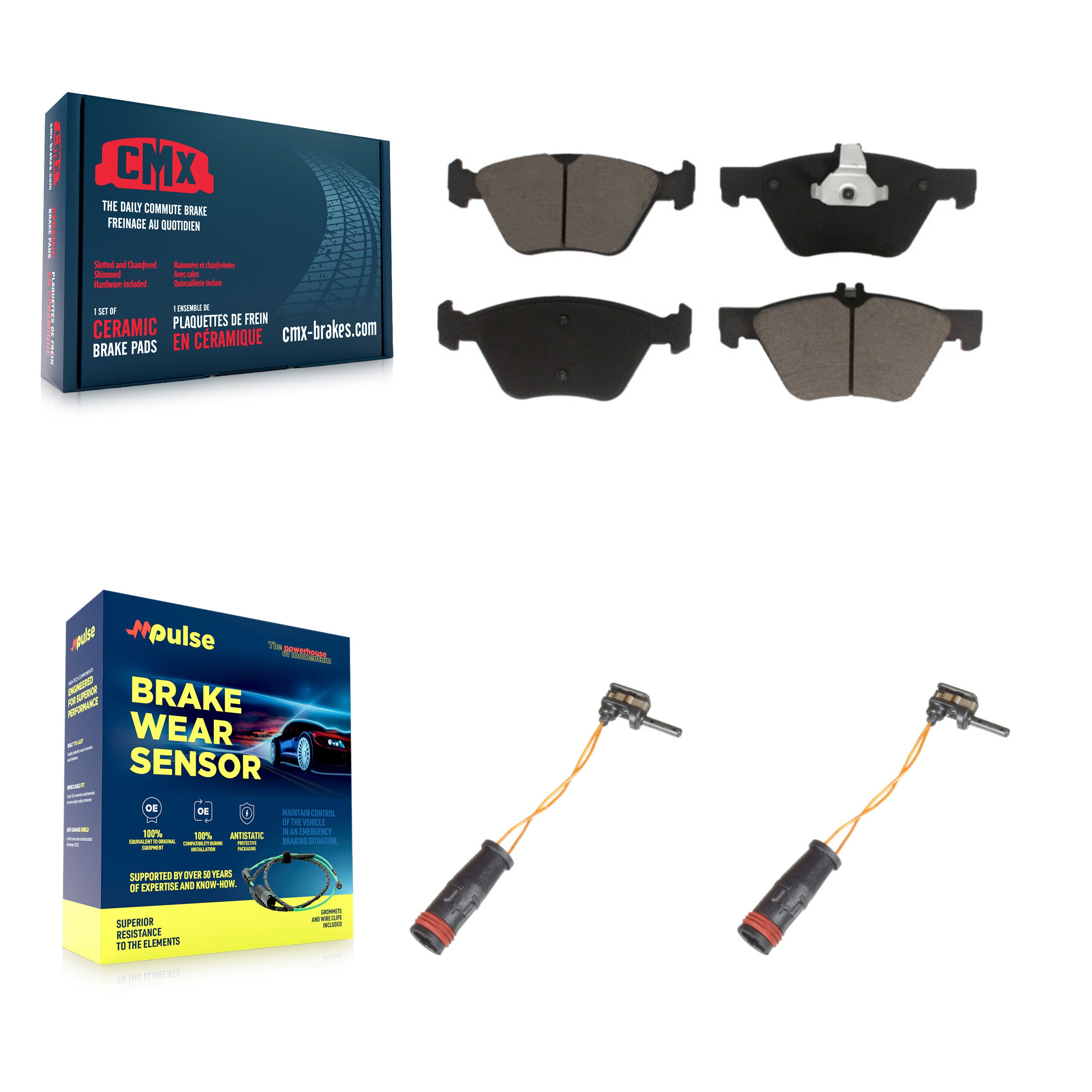 Front Ceramic Disc Brake Pads And Wear Sensor Pairs Kit For Mercedes-Benz E350 E300 KCW-100643