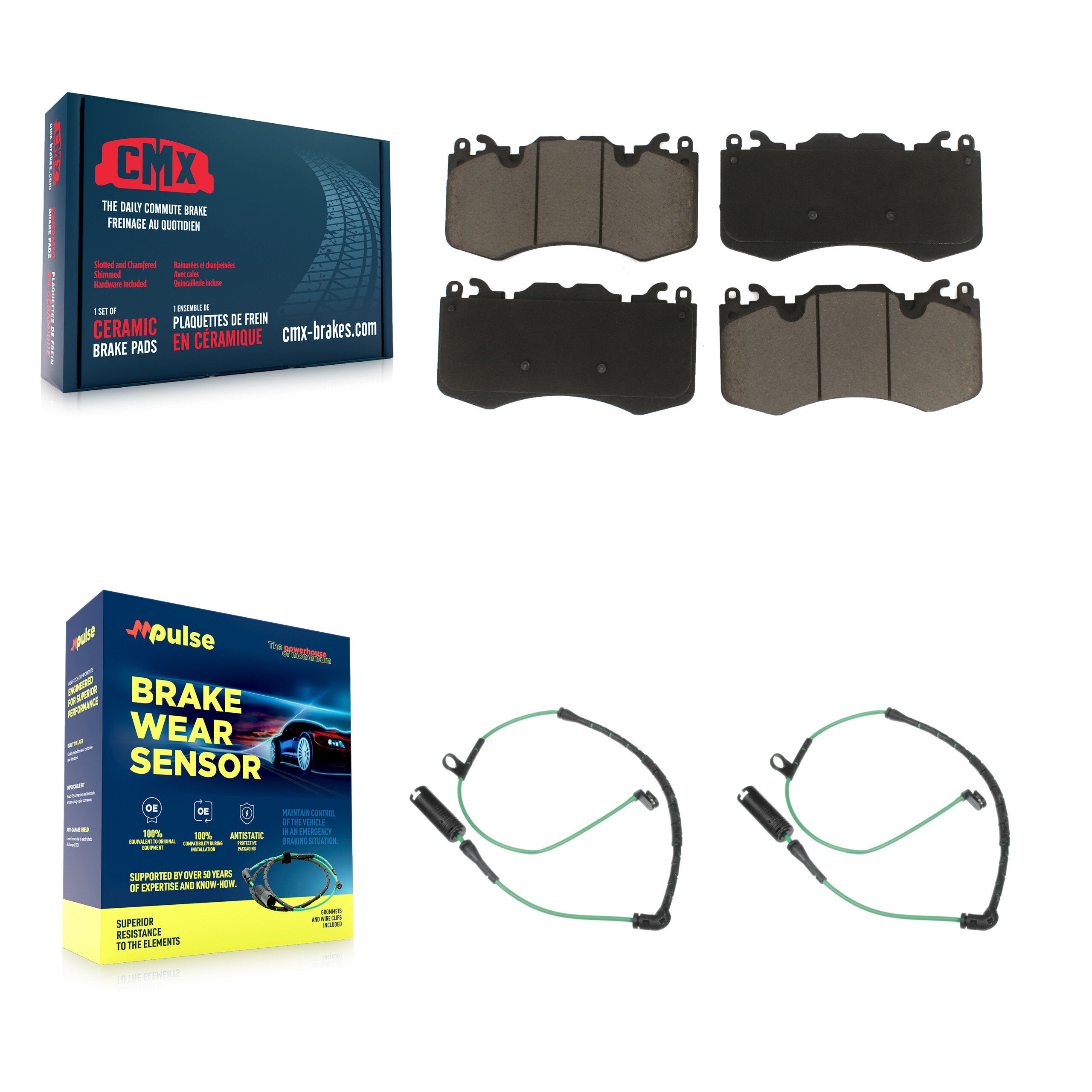 Front Ceramic Disc Brake Pads And Wear Sensor Pairs Kit For Land Rover Range KCW-100649