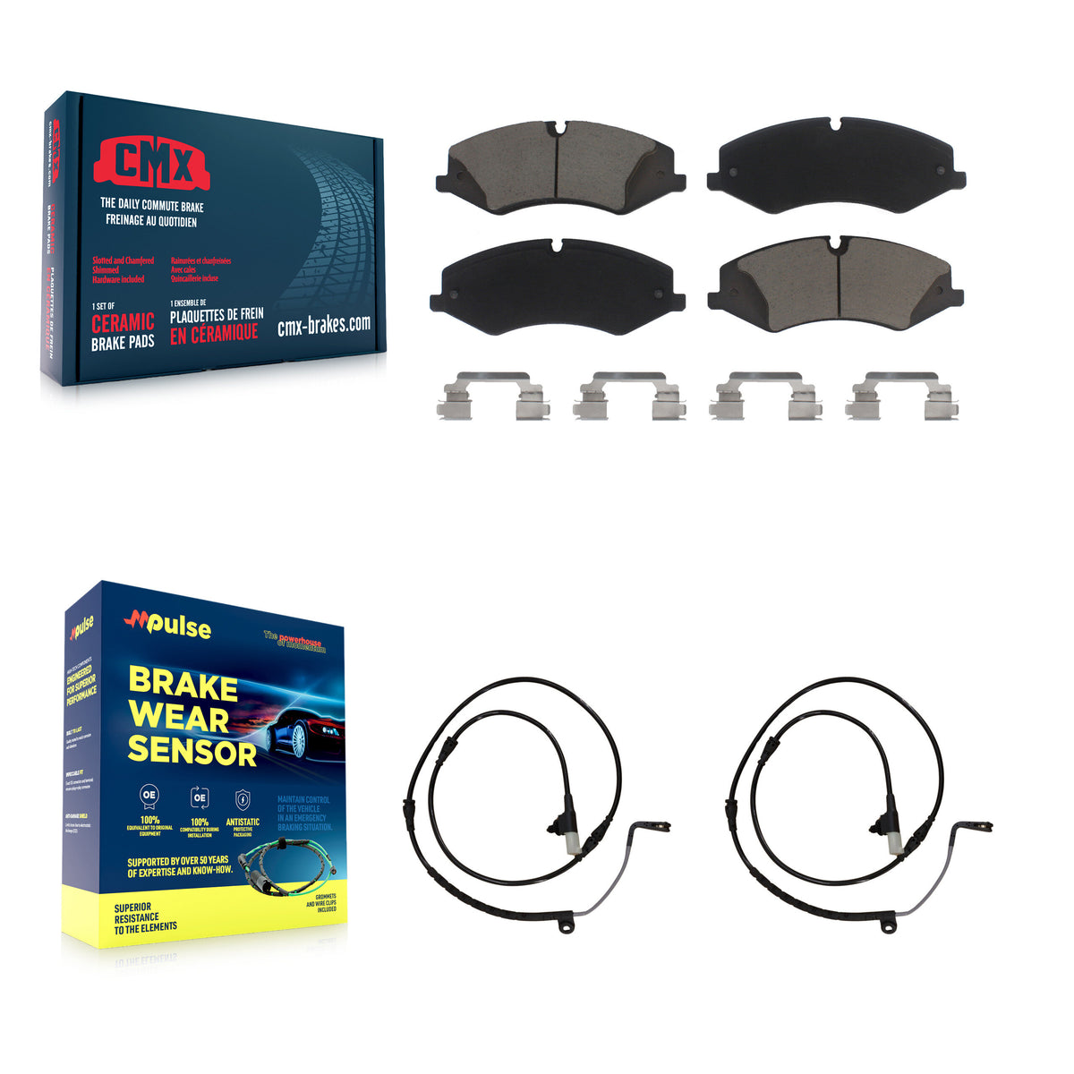 Front Ceramic Brake Pads Wear Sensor Pair Kit For Land Rover Range Sport with 360mm Rotor KCW-100652