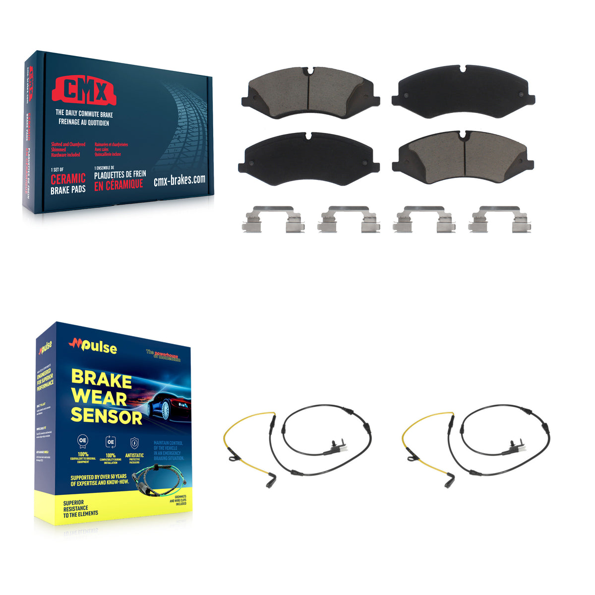 Front Ceramic Disc Brake Pads & Wear Sensor Pair Kit For Land Rover Range Sport Discovery KCW-100655