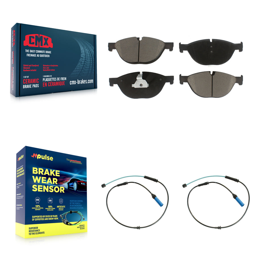 Front Ceramic Disc Brake Pads And Wear Sensor Pairs Kit For 2015 BMW 750Li 750i KCW-100667