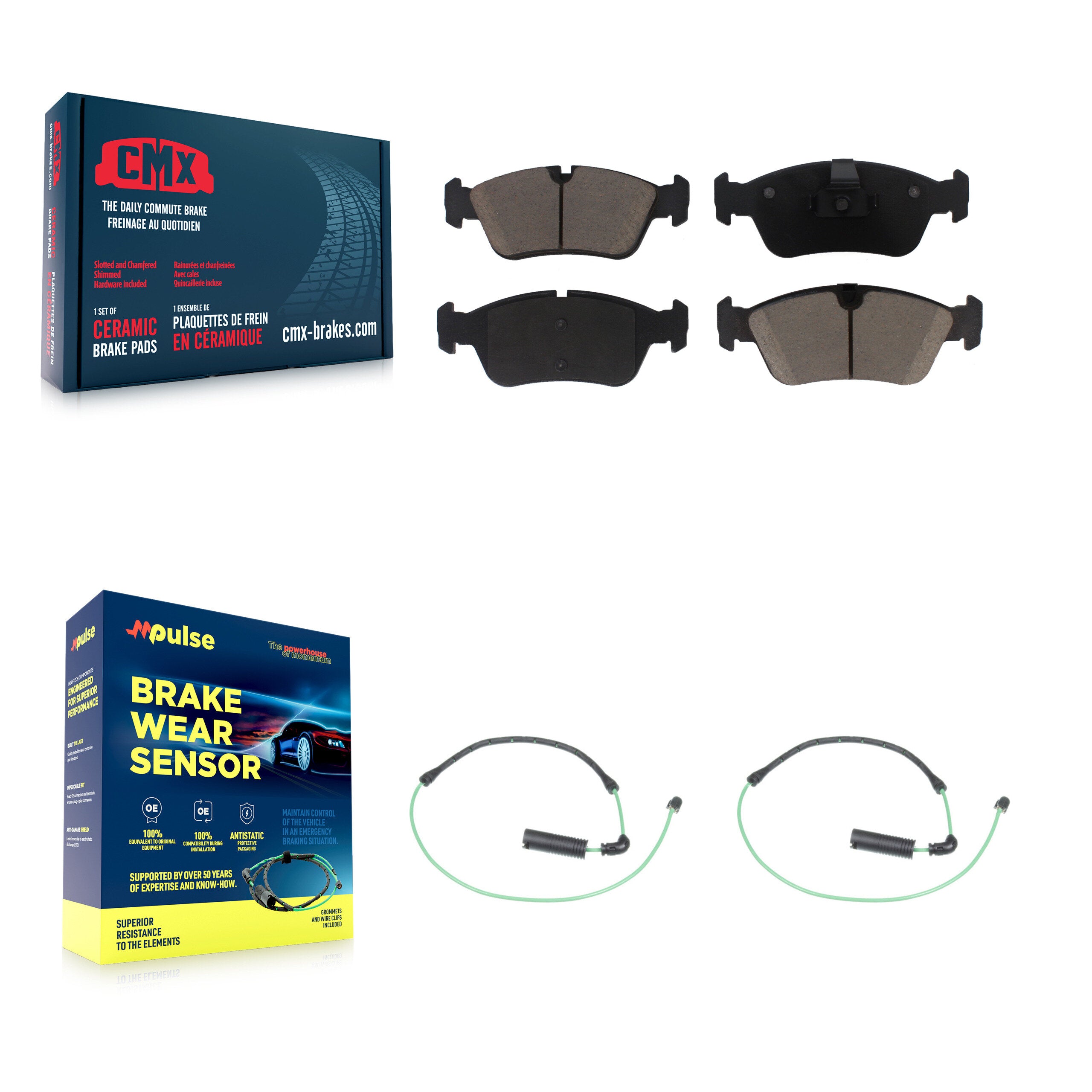 Front Ceramic Disc Brake Pads And Wear Sensor Pairs Kit For 2001-2005 BMW 325xi 2.5L KCW-100670
