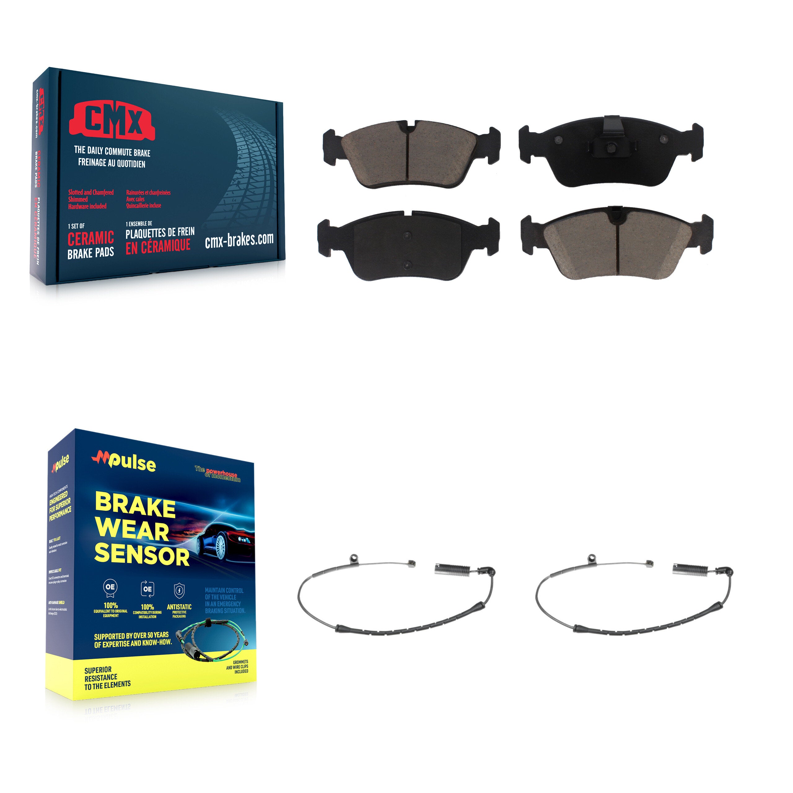 Front Ceramic Brake Pad & Wear Sensor Pair Kit For BMW Z4 325i 325Ci 320i 323i 328i 323Ci KCW-100671