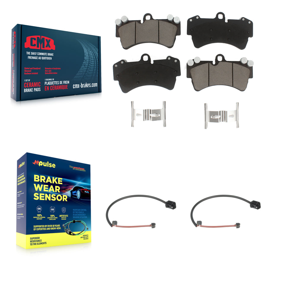 Front Ceramic Disc Brake Pads And Wear Sensor Pairs Kit For Audi Q7 Porsche Cayenne KCW-100680