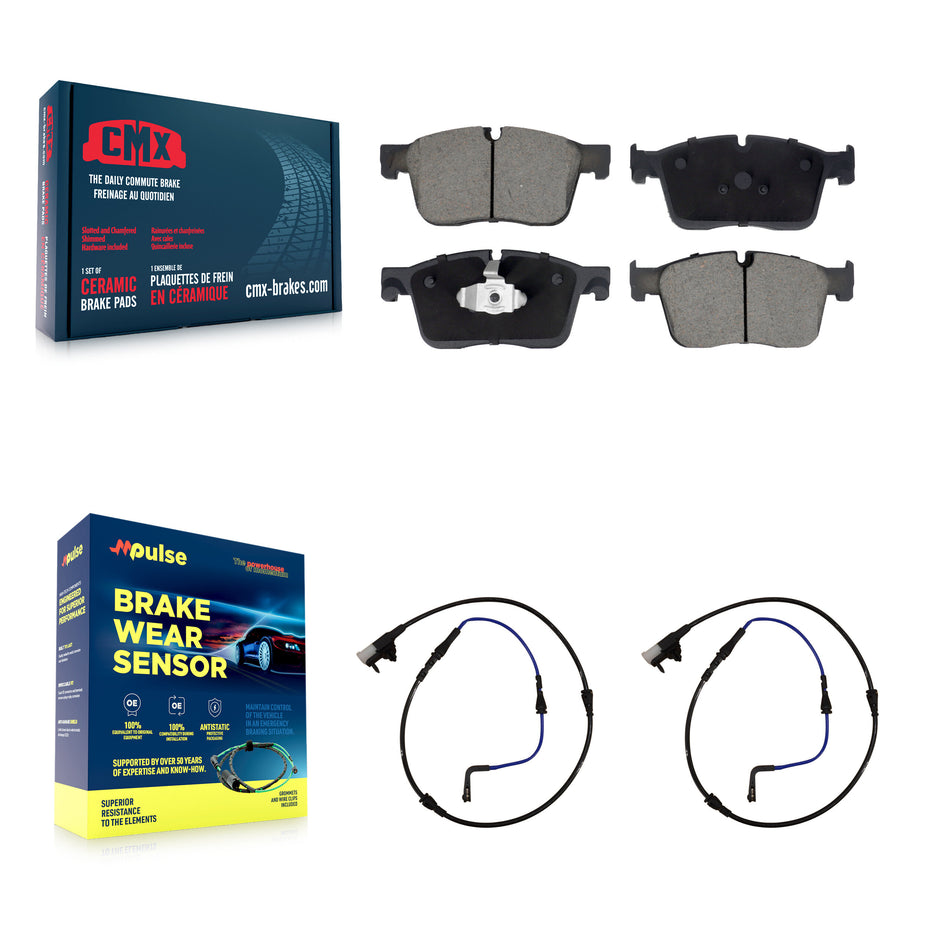 Front Ceramic Disc Brake Pads And Wear Sensor Pairs Kit For Jaguar XE XF KCW-100692