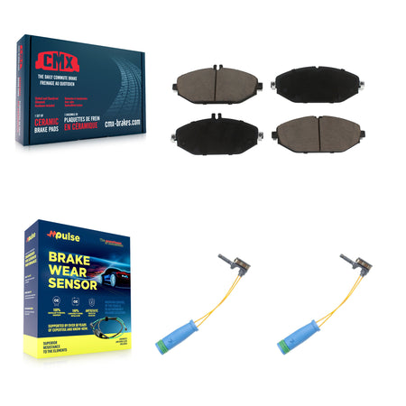 Front Ceramic Brake Pad Wear Sensor Pair Kit For Mercedes-Benz C300 Without Sport Package KCW-100694