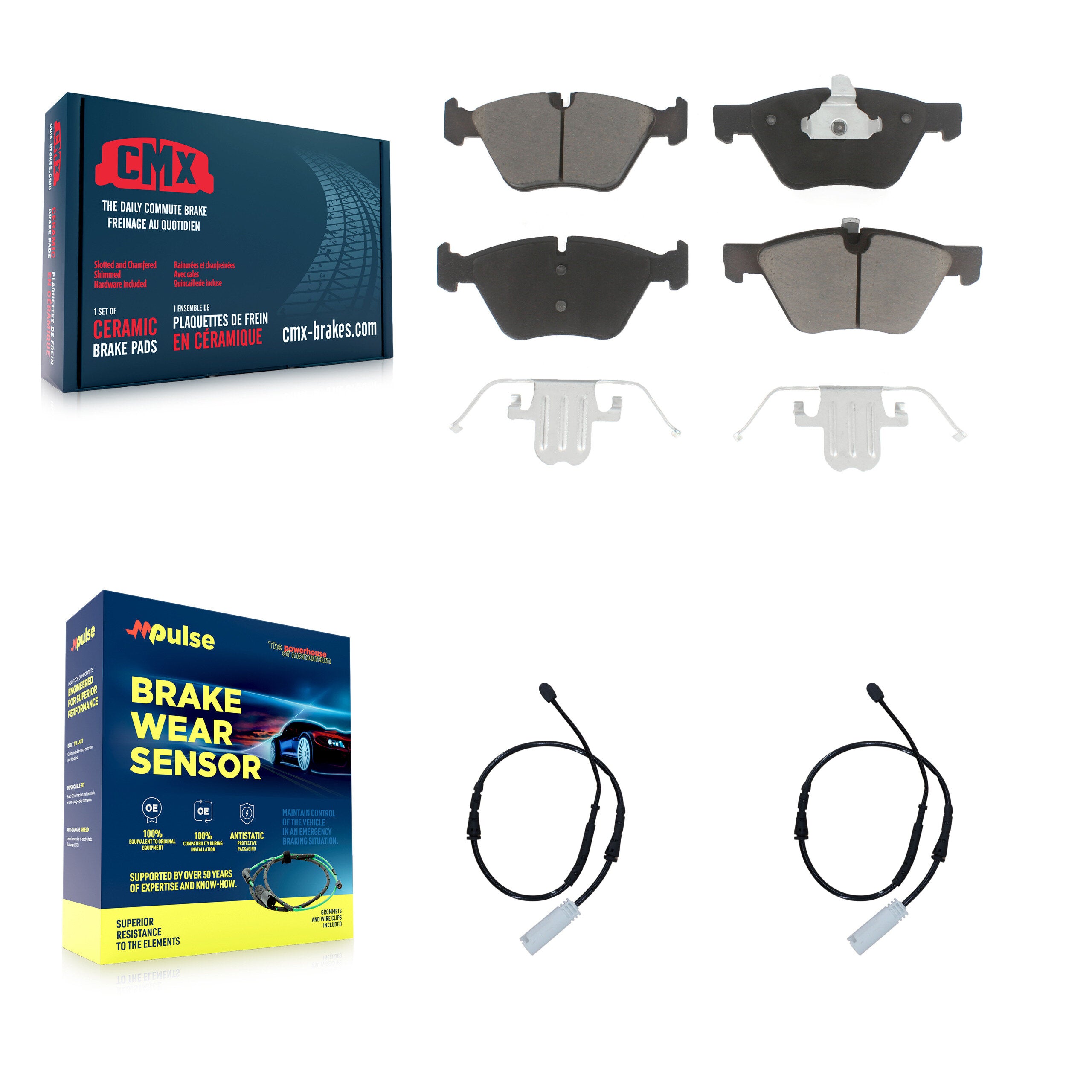 Front Ceramic Disc Brake Pads And Wear Sensor Pairs Kit For BMW 128i 3.0L KCW-100705