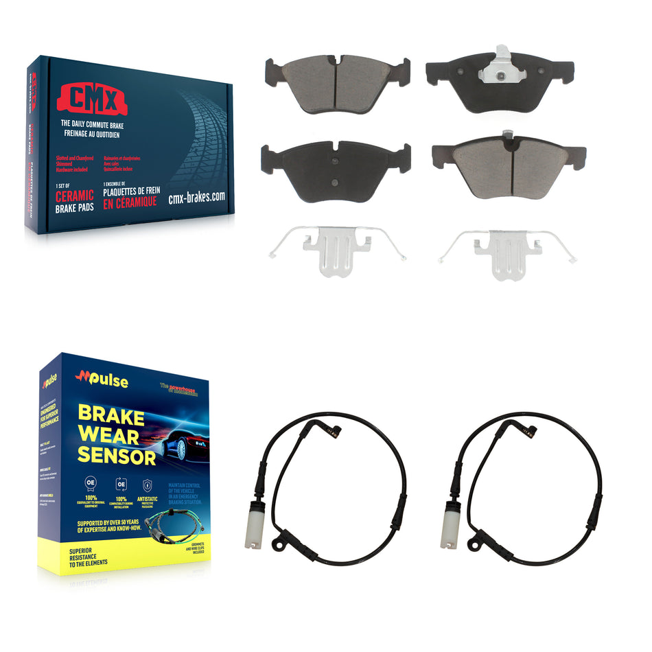 Front Ceramic Brake Pad Wear Sensor Pair Kit For BMW 525i With 310mm Diameter Rotor KCW-100711