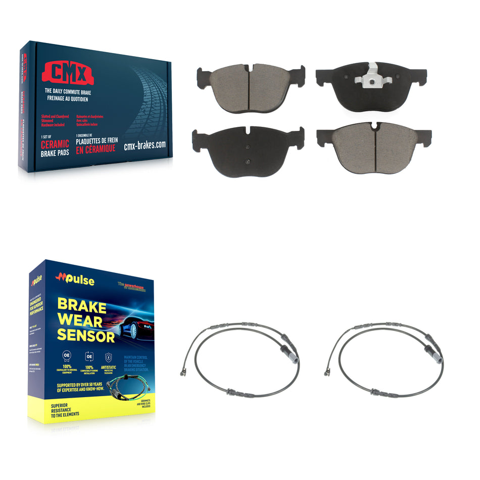 Front Ceramic Disc Brake Pads And Wear Sensor Pairs Kit For 2016-2018 BMW X4 M40i KCW-100721