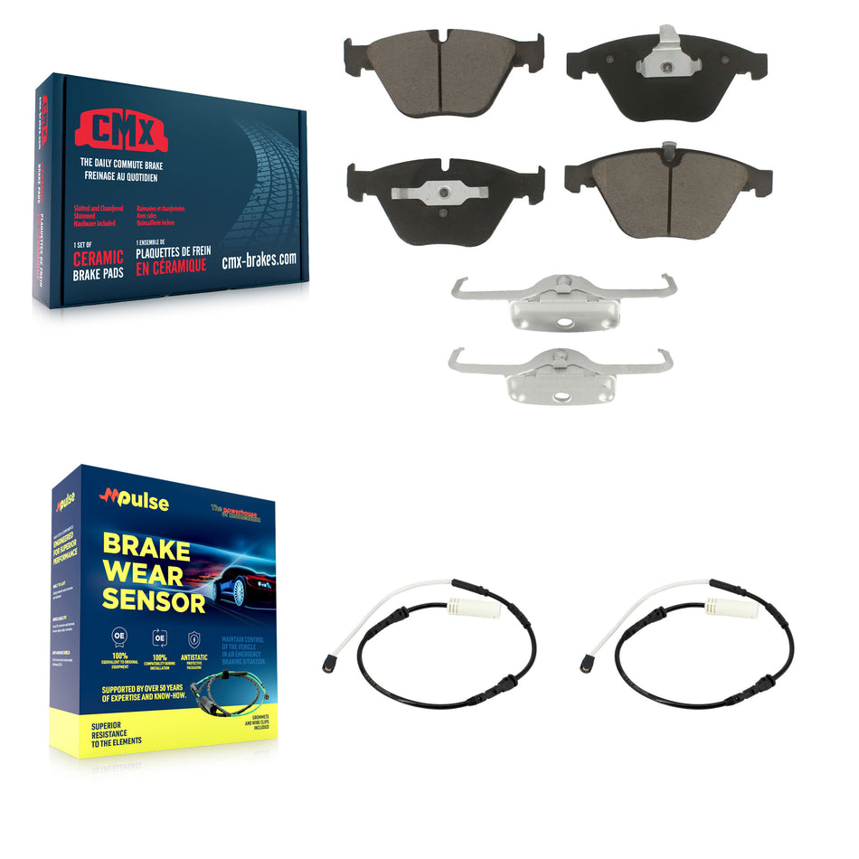Front Ceramic Brake Pad And Wear Sensor Pair Kit For BMW 328i xDrive 323i 335i 335is 335d KCW-100727