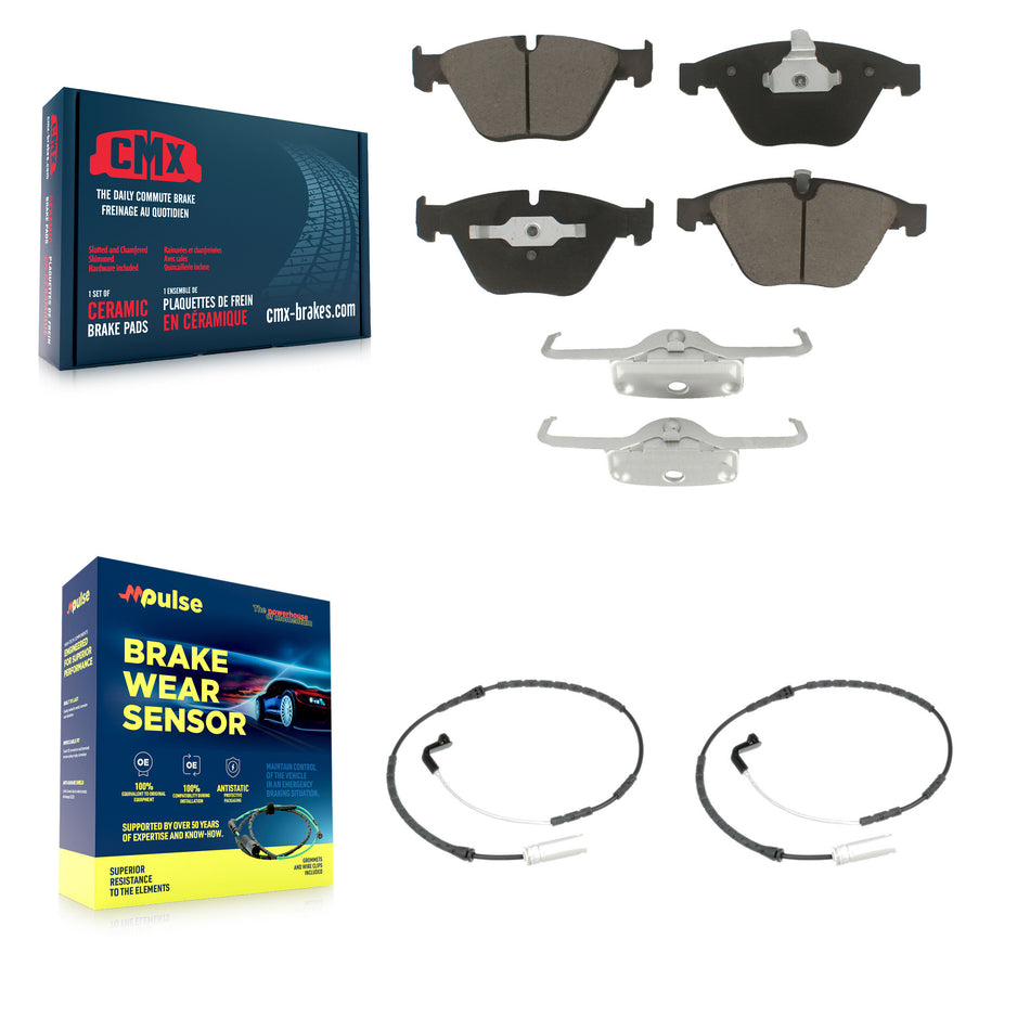 Front Ceramic Disc Brake Pad Wear Sensor Pair Kit For 2009-2010 BMW 328i xDrive 335i 3.0L KCW-100729