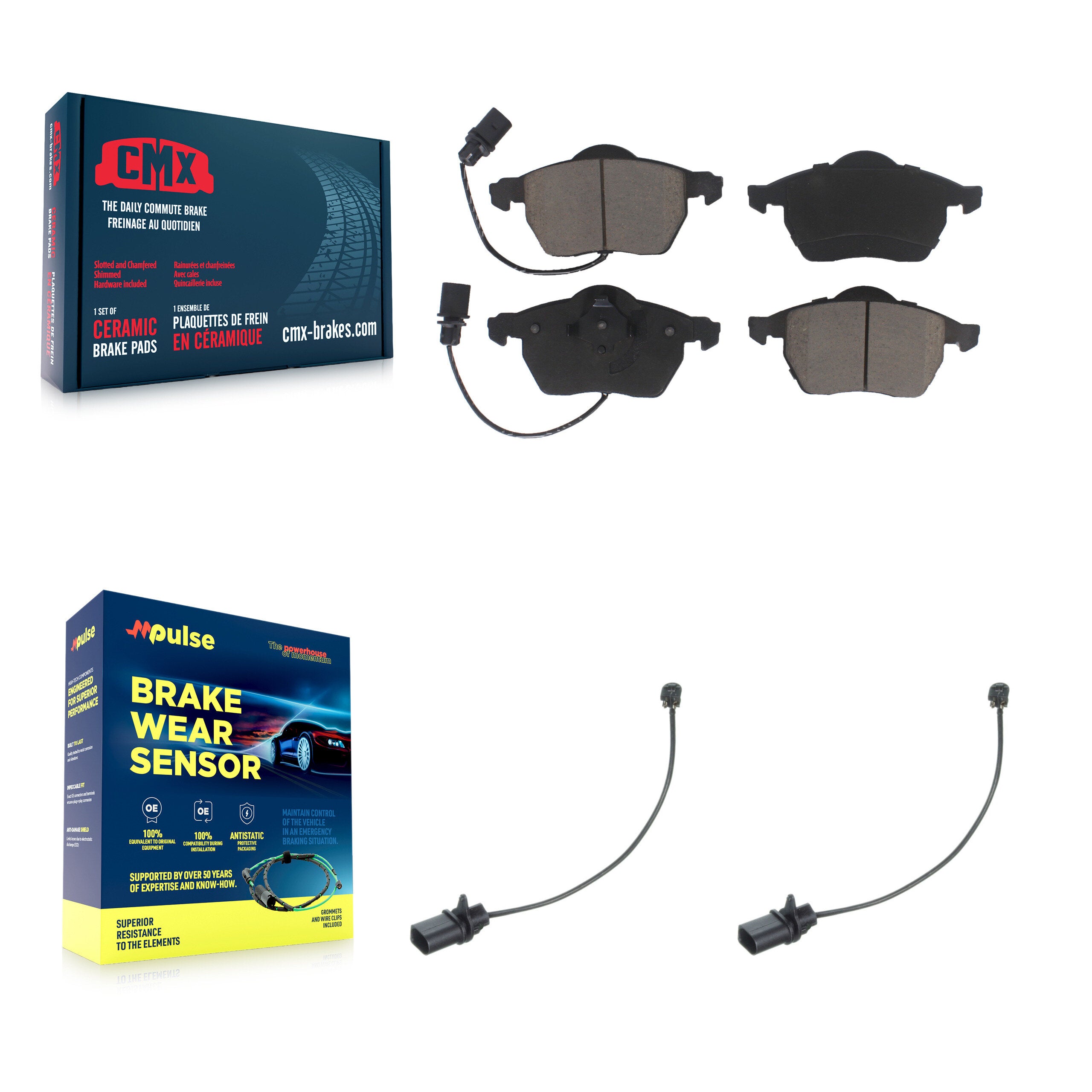Front Ceramic Disc Brake Pads And Extra Wear Sensor Pairs Kit For Volkswagen Passat KCW-100737