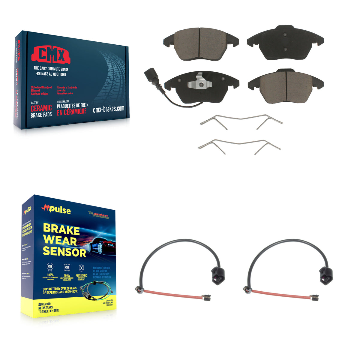 Front Ceramic Brake Pad And Extra Wear Sensor Pair Kit For 2012-2013 Audi TT Quattro 2.0L KCW-100738