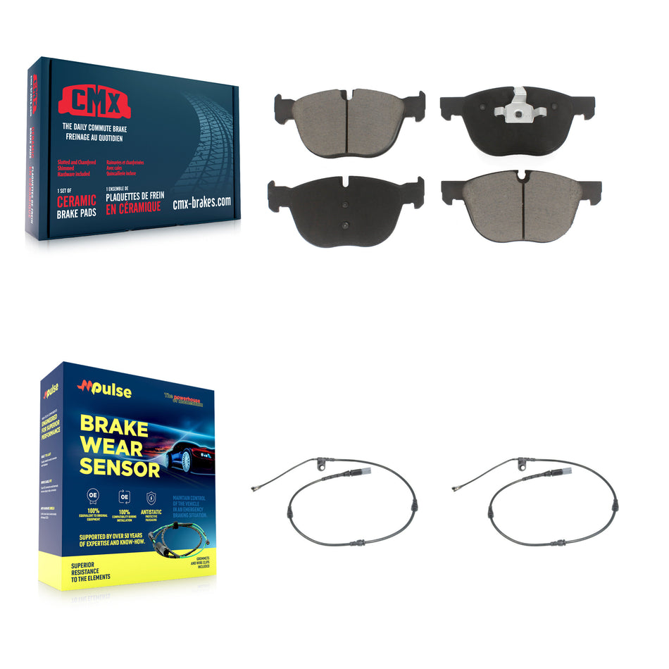 Front Ceramic Disc Brake Pads And Wear Sensor Pairs Kit For BMW X5 X6 KCW-100743