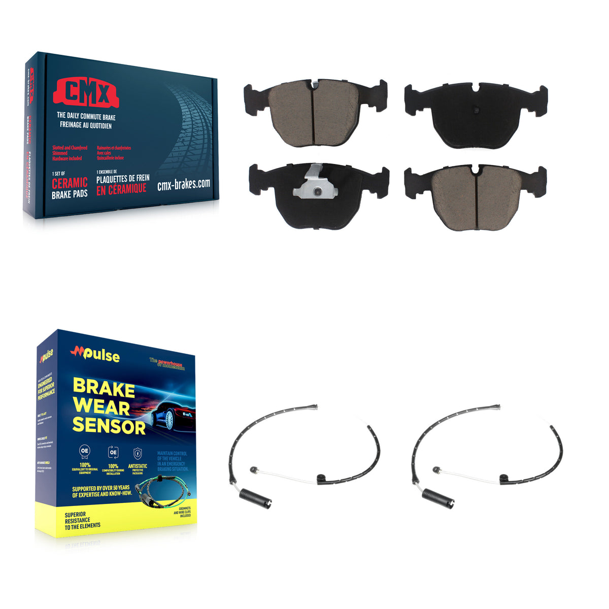 Front Ceramic Disc Brake Pads And Wear Sensor Pairs Kit For BMW X5 KCW-100745