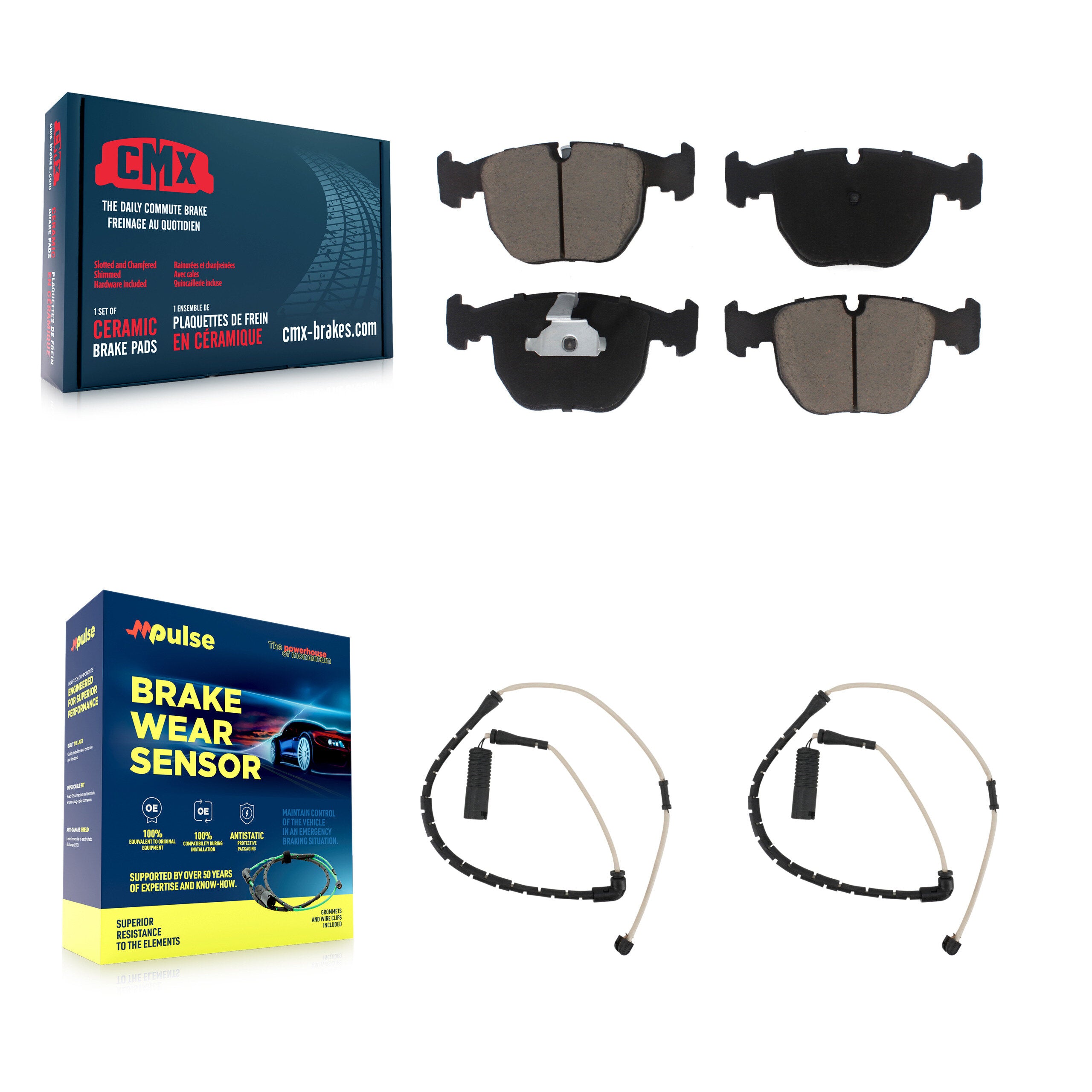 Front Ceramic Disc Brake Pads And Wear Sensor Pairs Kit For Land Rover Range KCW-100746