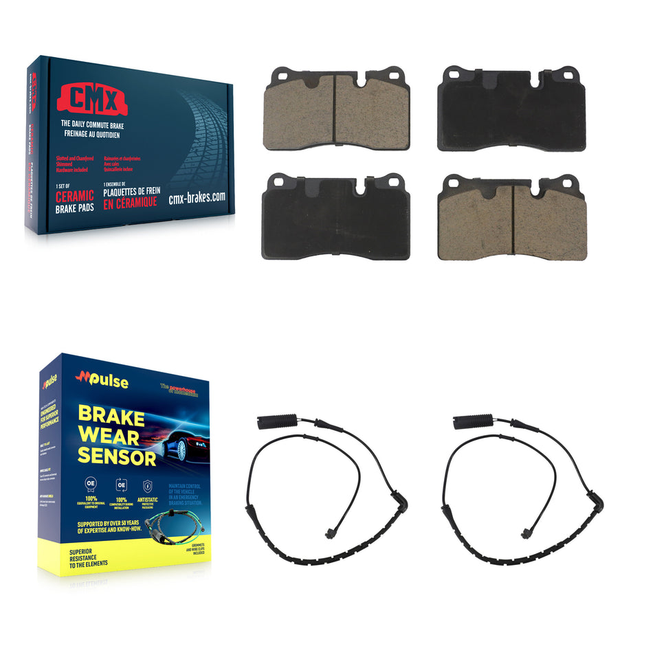 Front Ceramic Brake Pads Wear Sensor Pair Kit For Land Rover Range 4.2L with Supercharged KCW-100753