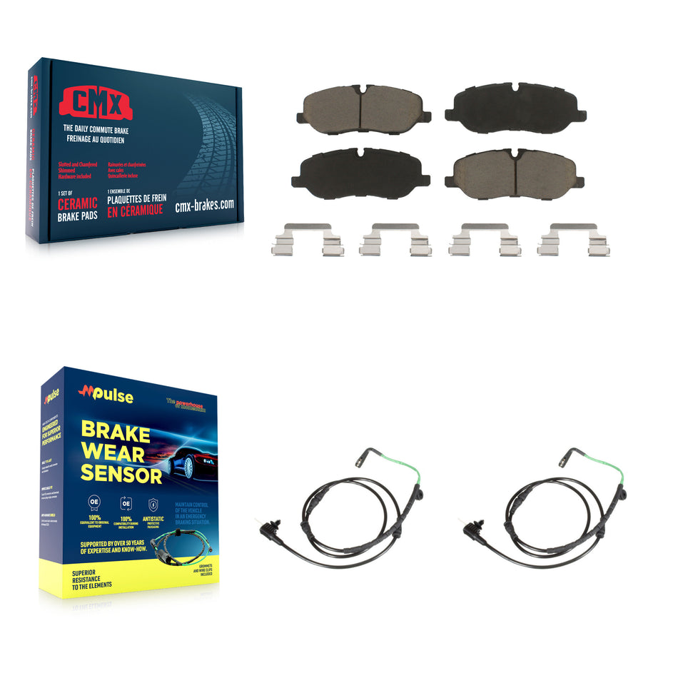 Front Ceramic Disc Brake Pads And Wear Sensor Pairs Kit For 2005-2009 Land Rover LR3 4.4L KCW-100758
