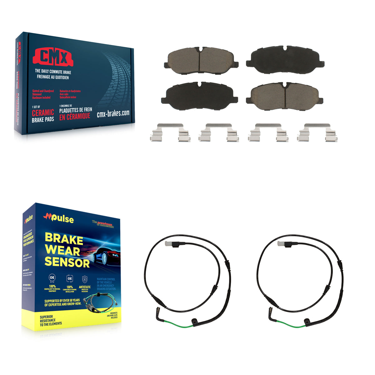 Front Ceramic Disc Brake Pads And Wear Sensor Pairs Kit For 2005-2009 Land Rover LR3 4.4L KCW-100759