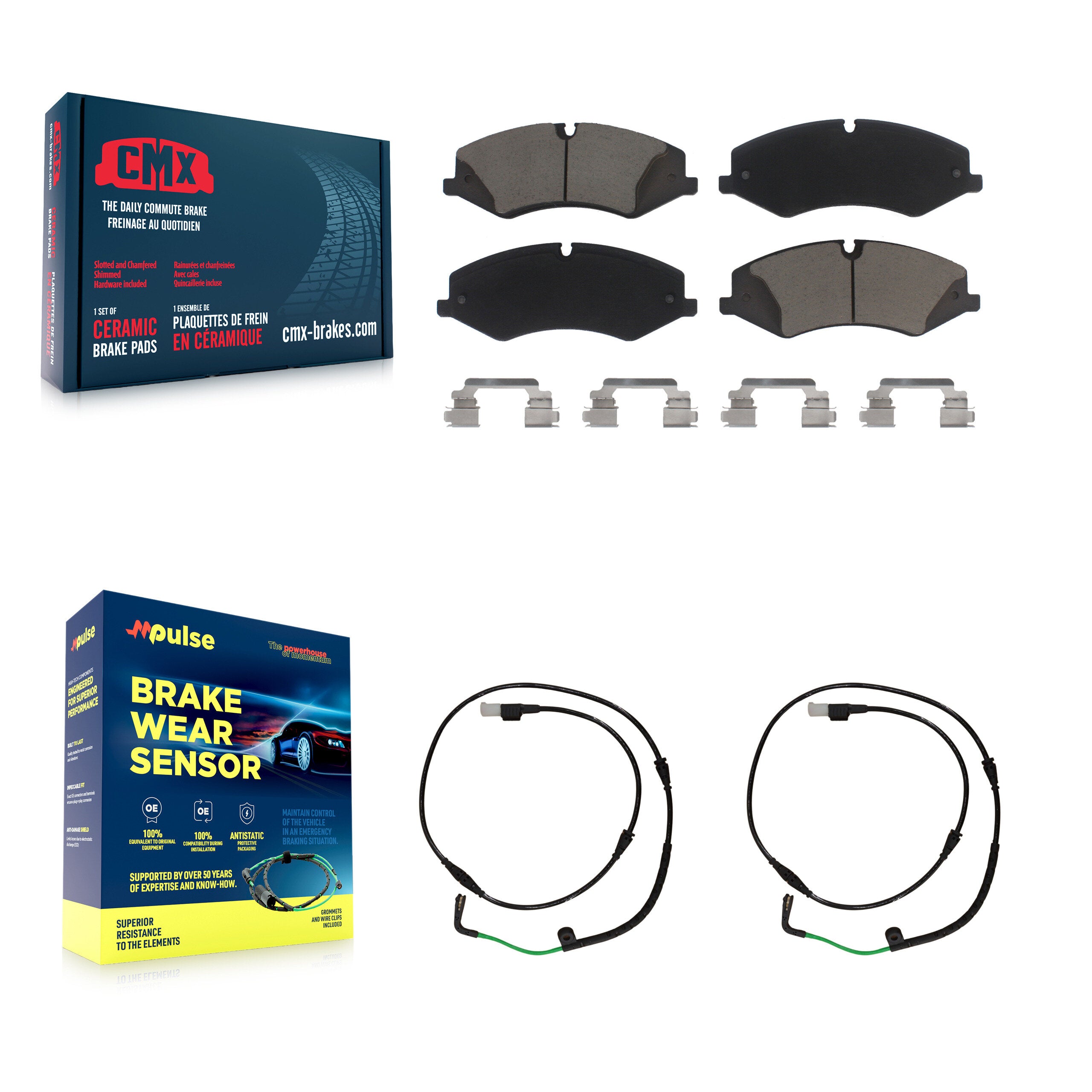 Front Ceramic Disc Brake Pads And Wear Sensor Pairs Kit For Land Rover LR4 KCW-100762