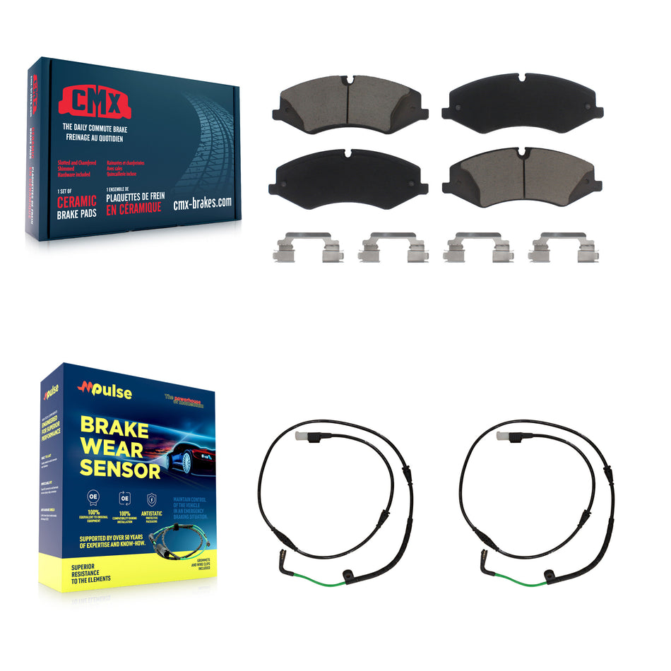 Front Ceramic Disc Brake Pads And Wear Sensor Pairs Kit For Land Rover LR4 KCW-100762