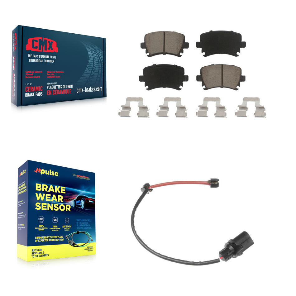 Rear Ceramic Disc Brake Pads And Wear Sensors Kit For 2011 Audi A6 KCW-100776