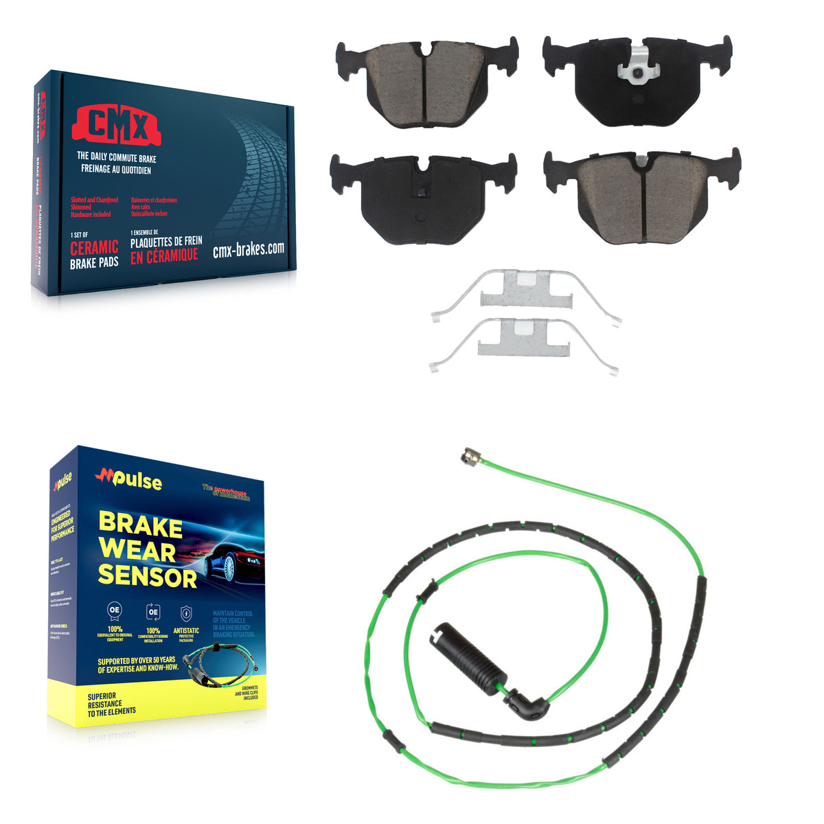 Rear Ceramic Brake Pads Wear Sensor Kit For 2006-2008 BMW Z4 M Roadster Coupe with 3.2L KCW-100780