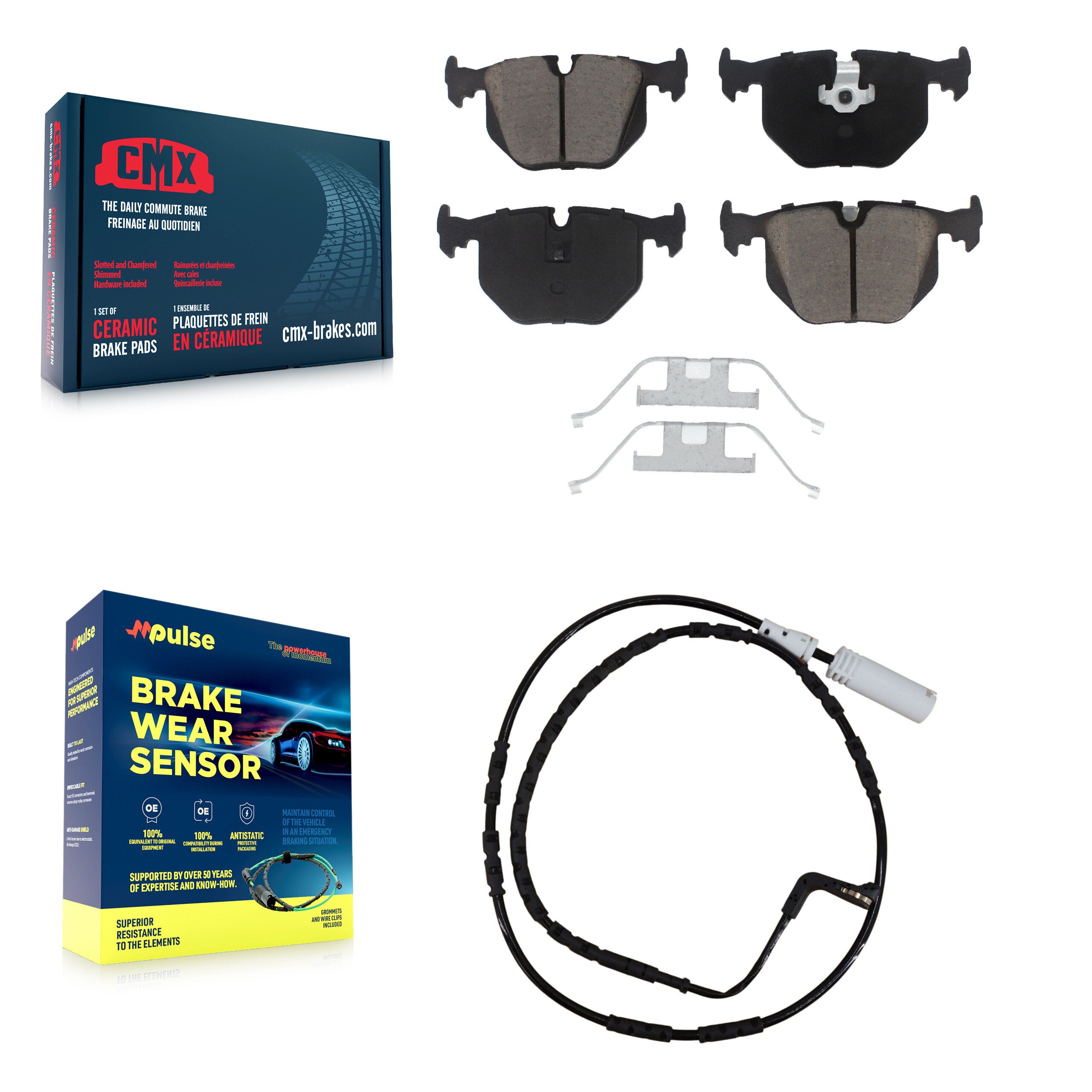 Rear Ceramic Disc Brake Pads And Wear Sensors Kit For 2005 BMW 330xi 3.0L KCW-100797