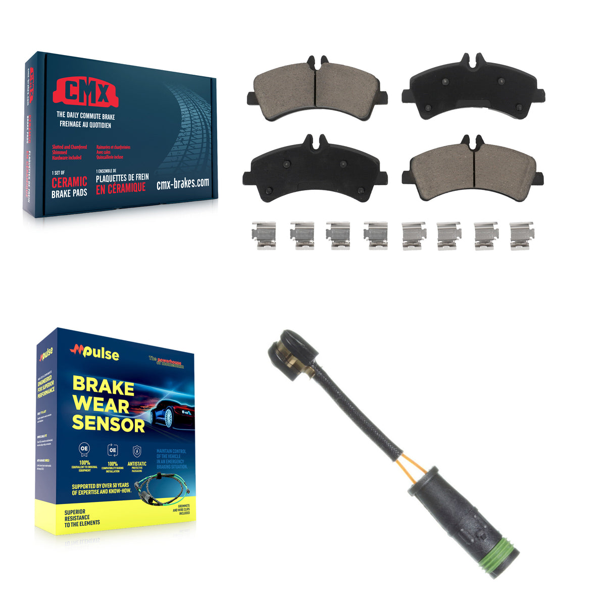 Rear Ceramic Disc Brake Pads Wear Sensor Kit For Mercedes-Benz Sprinter 3500 Freightliner KCW-100812